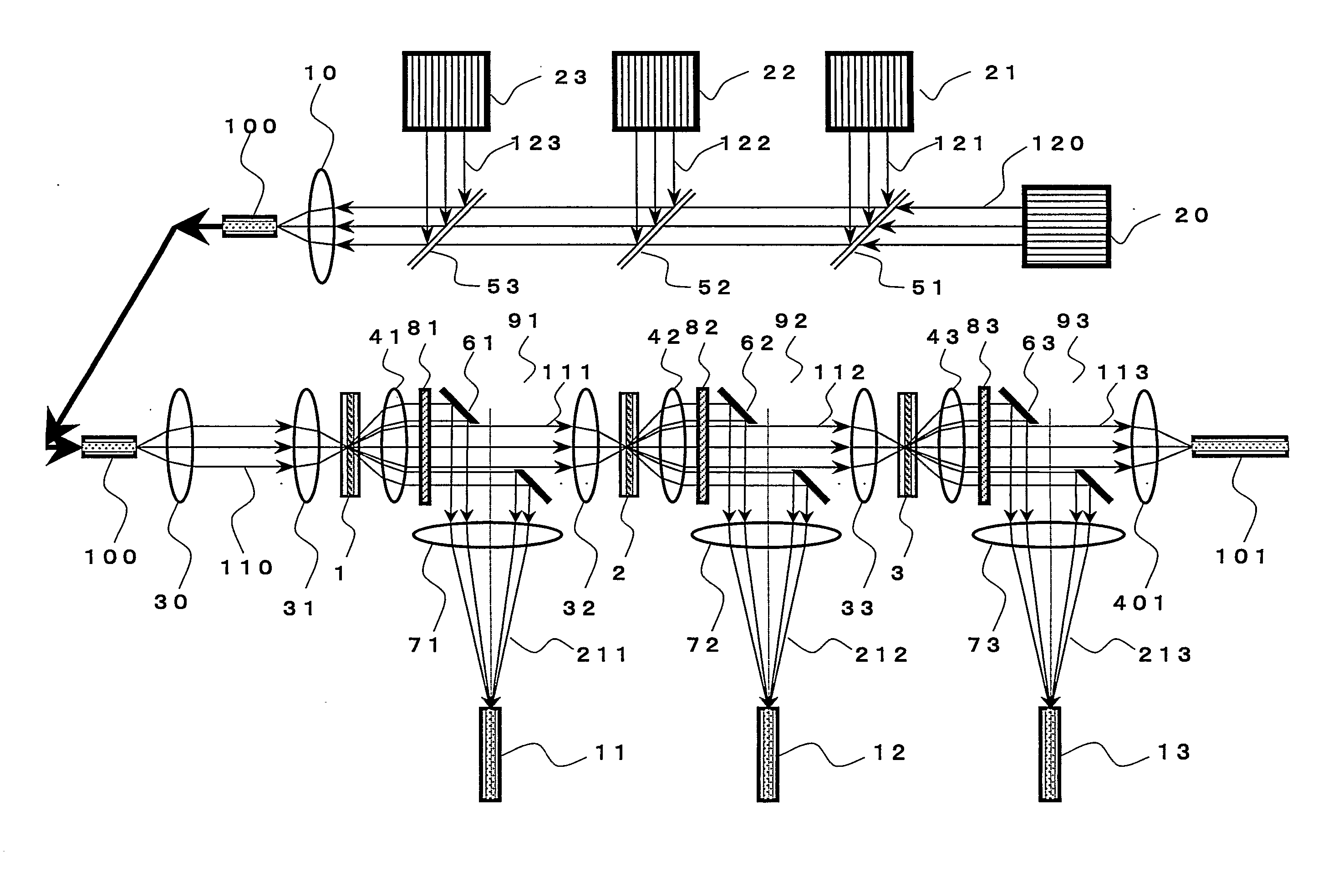 Optically controlled optical-path-switching apparatus, and method of switching optical paths