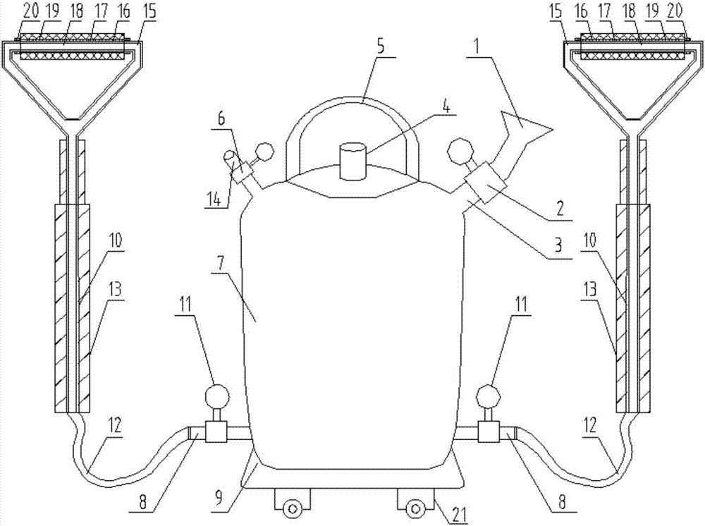 Portable double-brush-head wall surface brushing device