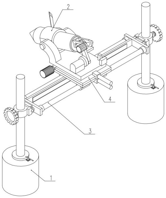 Straddle type handheld welding gun auxiliary stabilizing device based on magnetic and gas dual adsorption