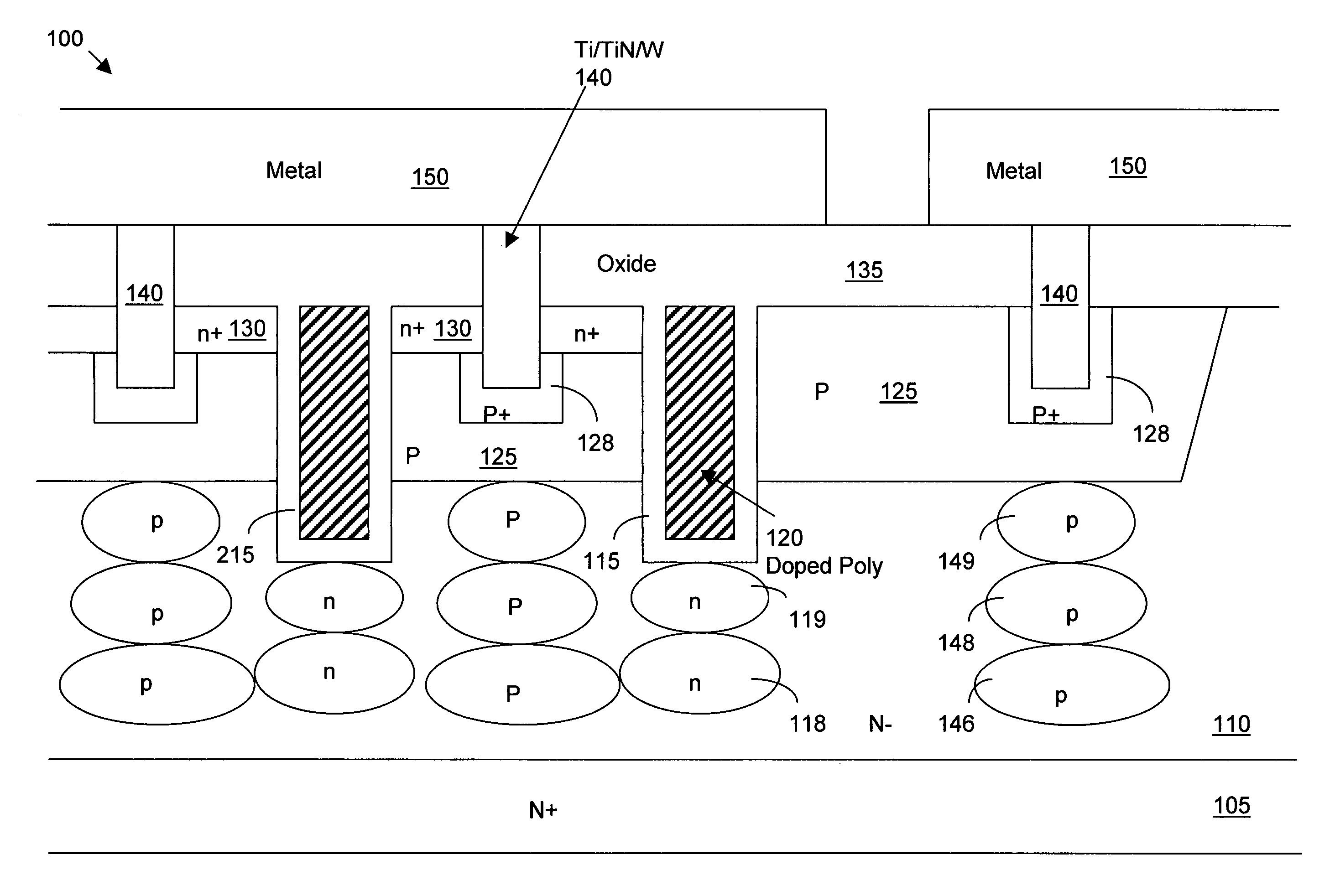 High density trench MOSFET with reduced on-resistance