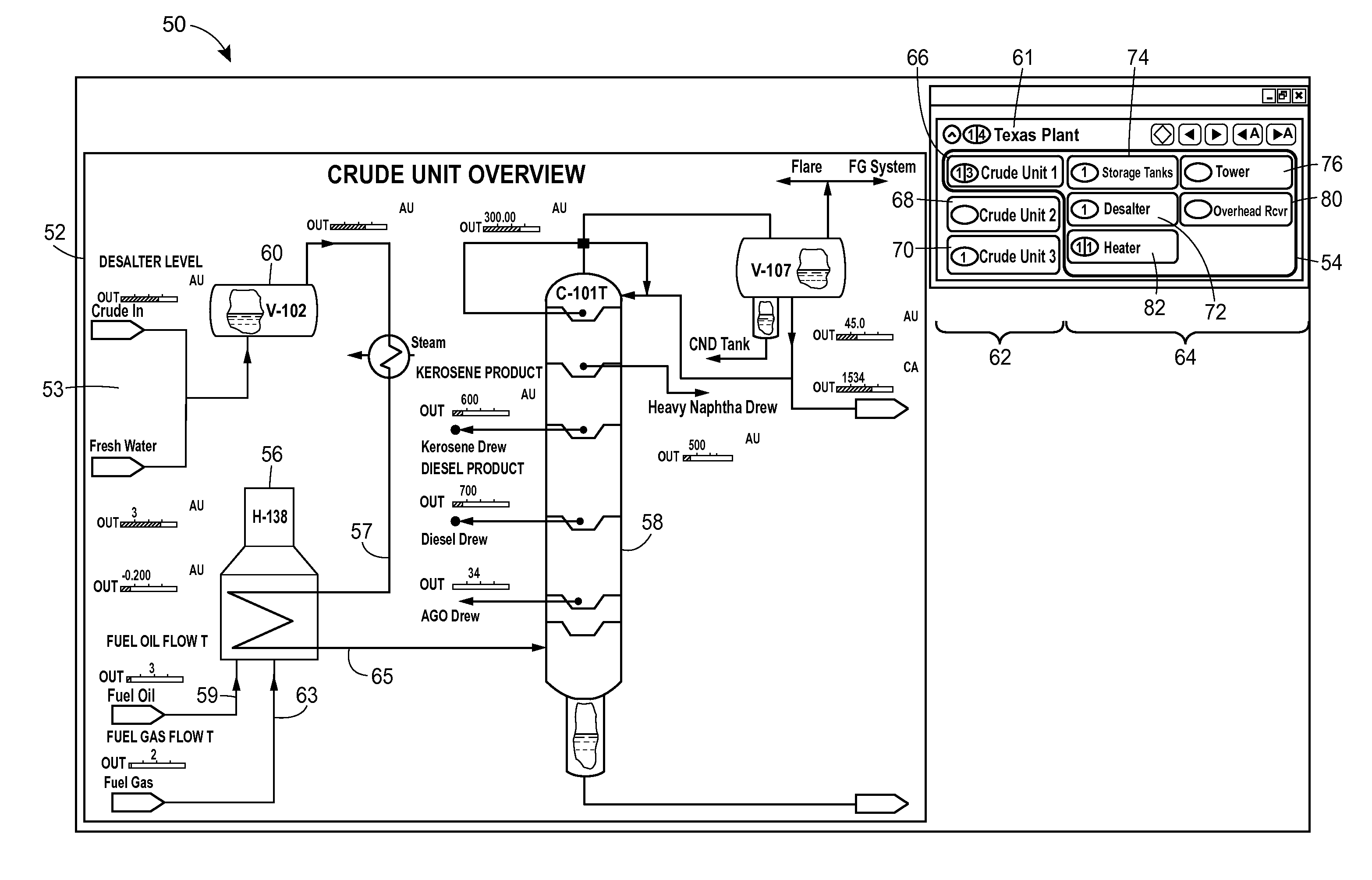 Graphical process variable trend monitoring in a process control system using a navigation pane