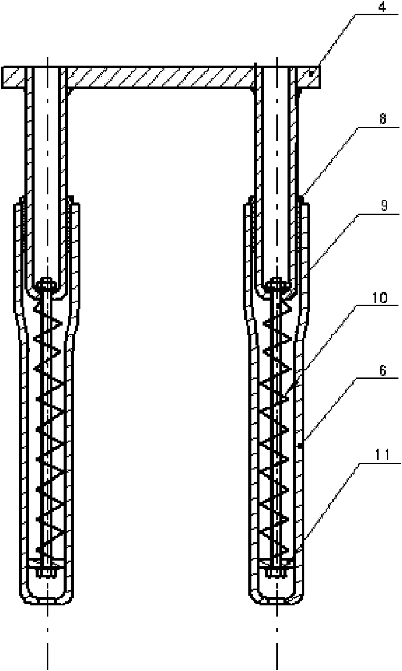 Bi-leg front fork of tricycle