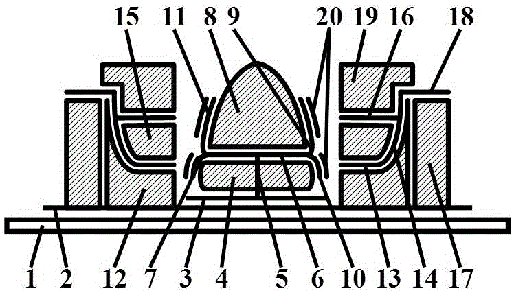 Luminous display with front double flat backward recessed gate controlled convex surface upper-lower ripple edge cathode structure