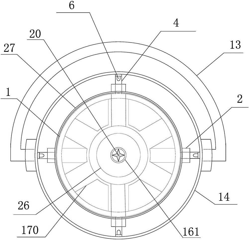 Magnet hook connection self-locking lifting side shaft prismatic barrel rotary mop jet flow cleaning and spin-drying device