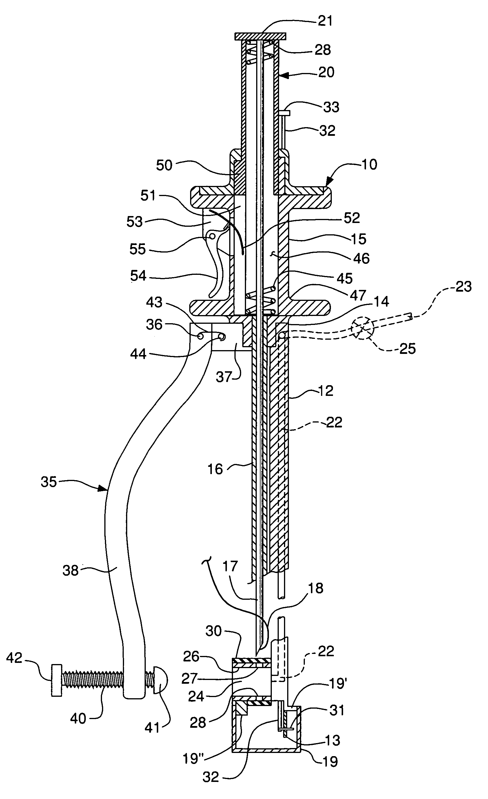 Surgical instrument for endoscopic suturing of deep subcutaneous tissue