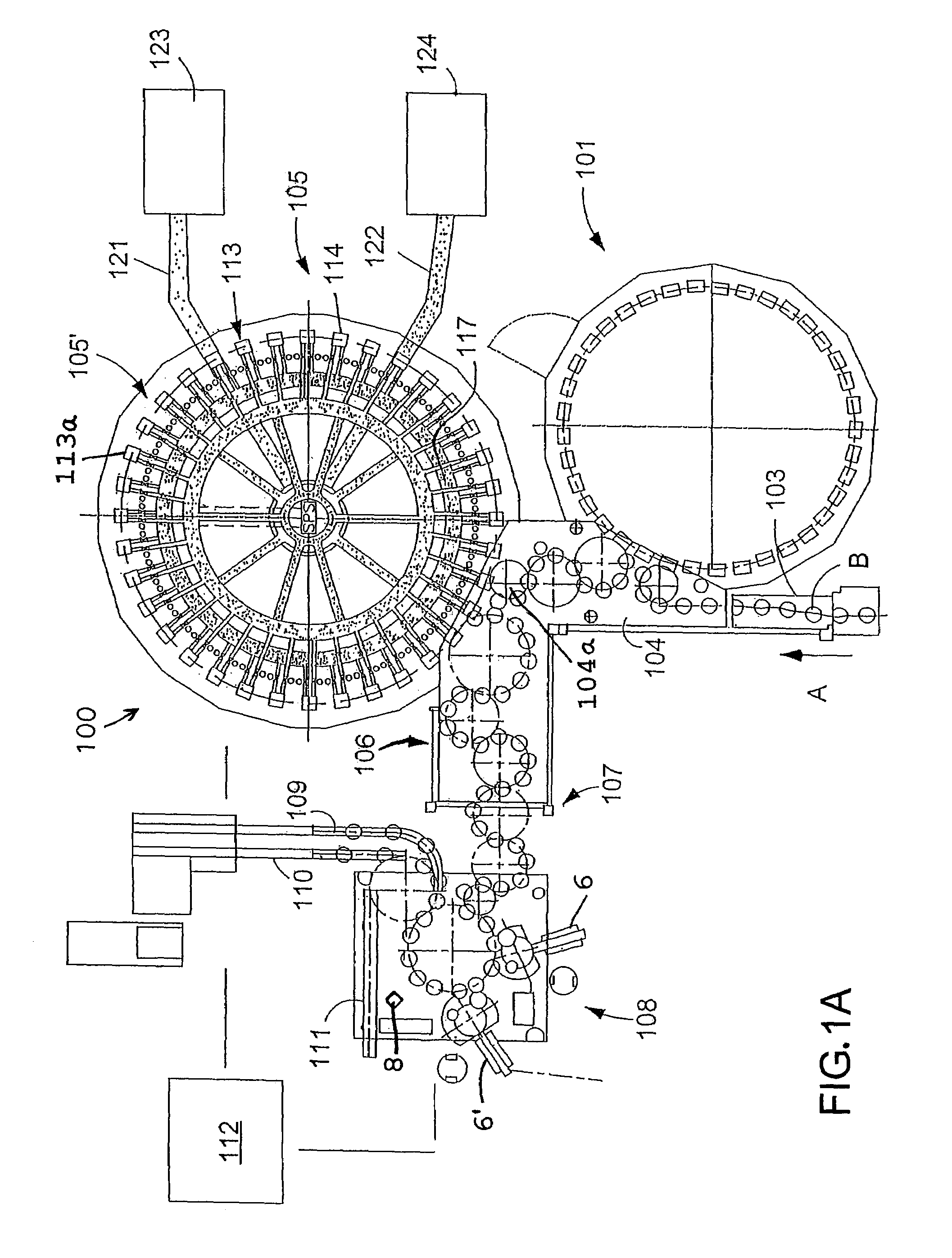 Beverage bottling plant for filling bottles with a liquid beverage filling material, a container filling plant container information adding station, such as, a labeling station, configured to add information to containers, such as, bottles and cans, and modules for labeling stations