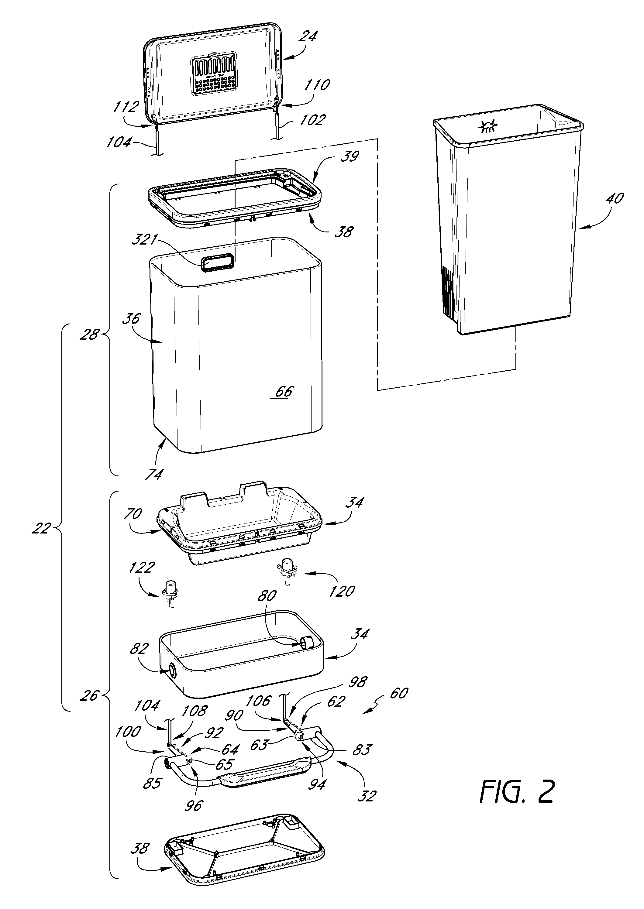 Receptacle with motion damper for lid, air filtration device, and Anti-sliding mechanism