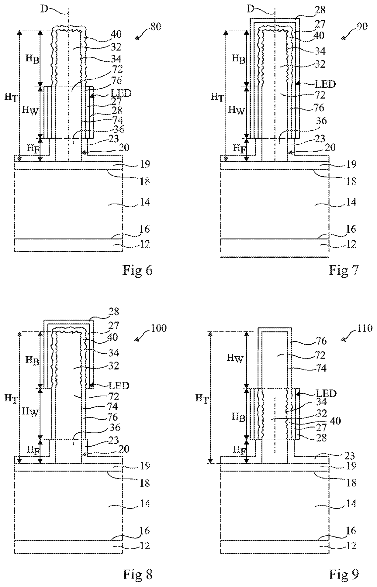 Optoelectronic device with three-dimensional semiconductor elements