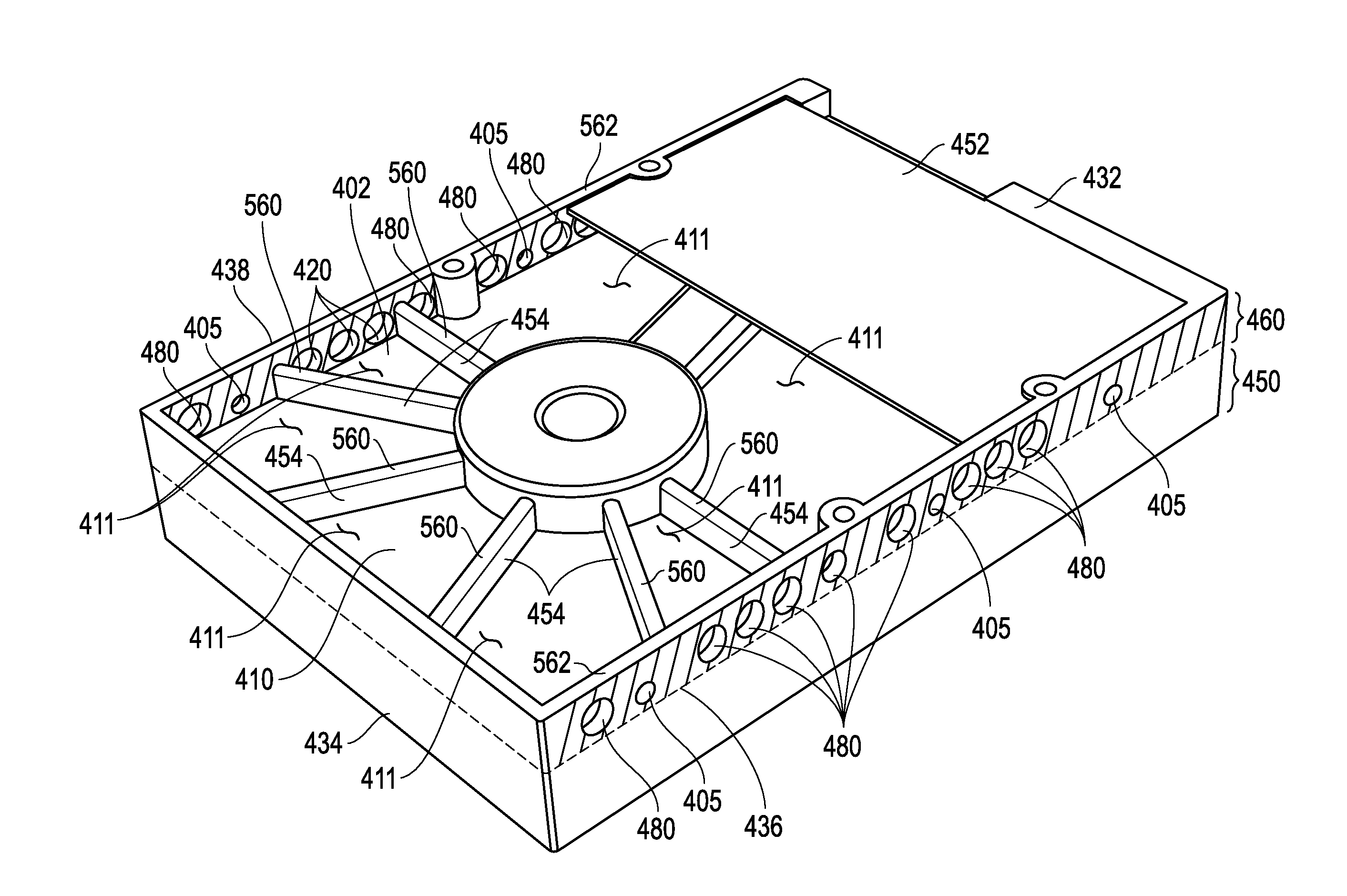 Hard Disk Drive Assemblies With Open Side Wall Areas