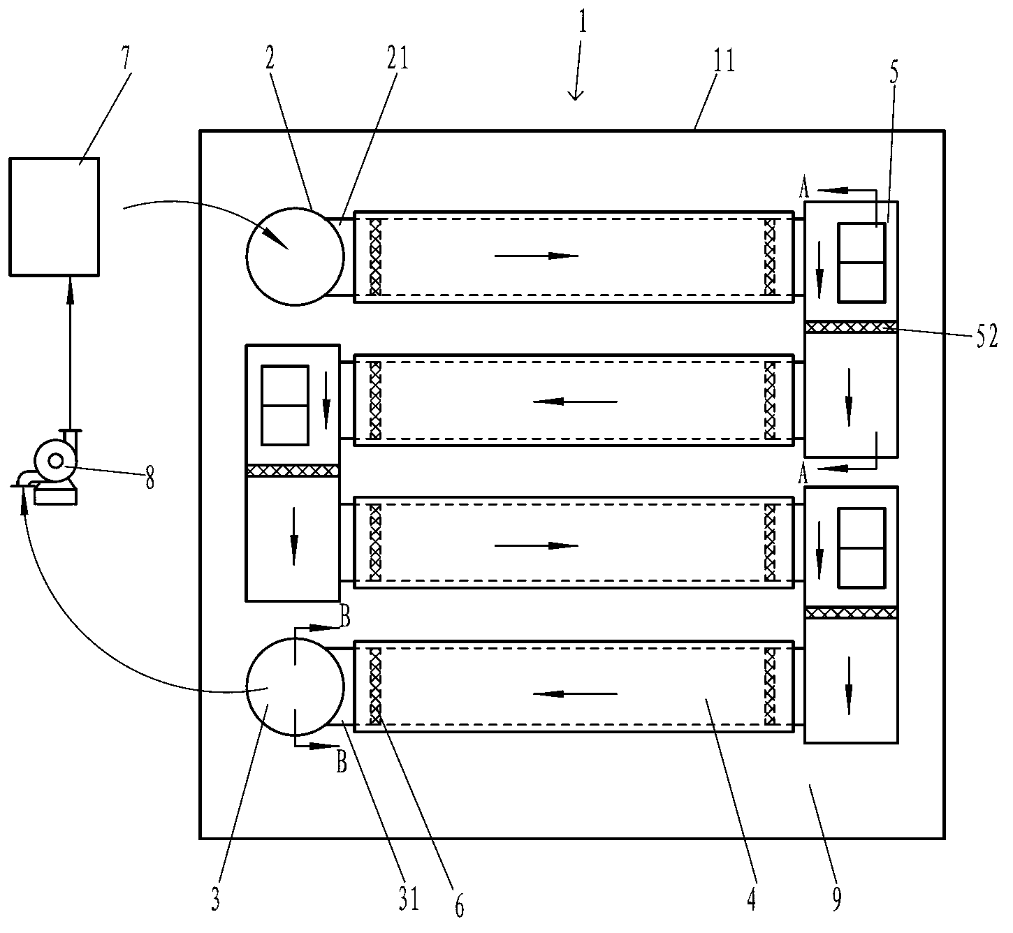 Pipeline type running water culture pond