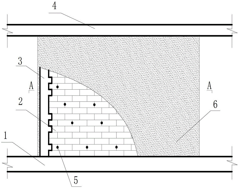 High-ductility fiber concrete combined brick masonry wall and method for constructing same