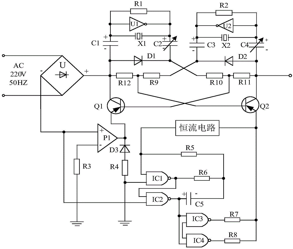 Constant current symmetrical trigger-type driving power supply for power system fault detecting device