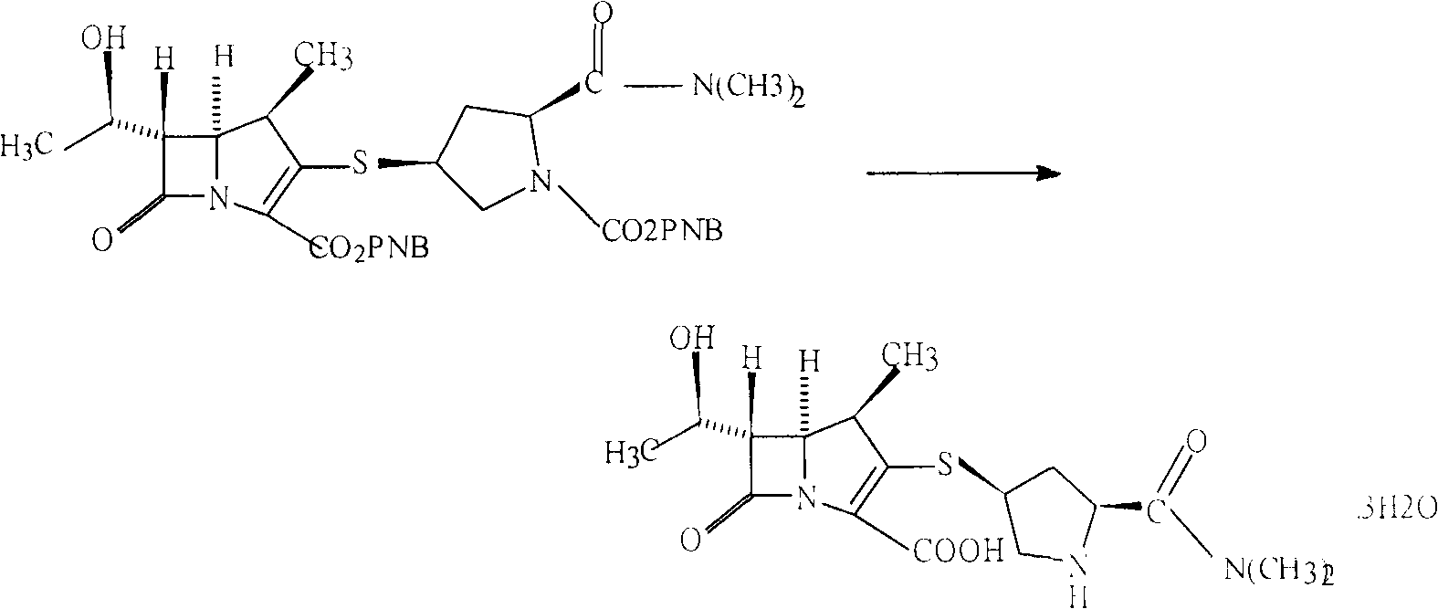 Deprotection method in meropenem synthesis