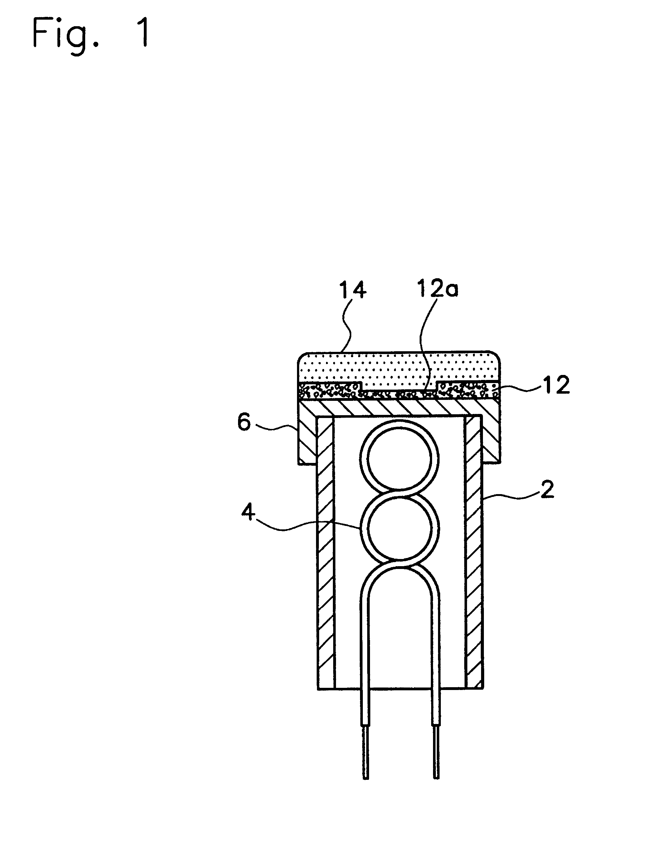 Electron gun cathode with a metal layer having a recess