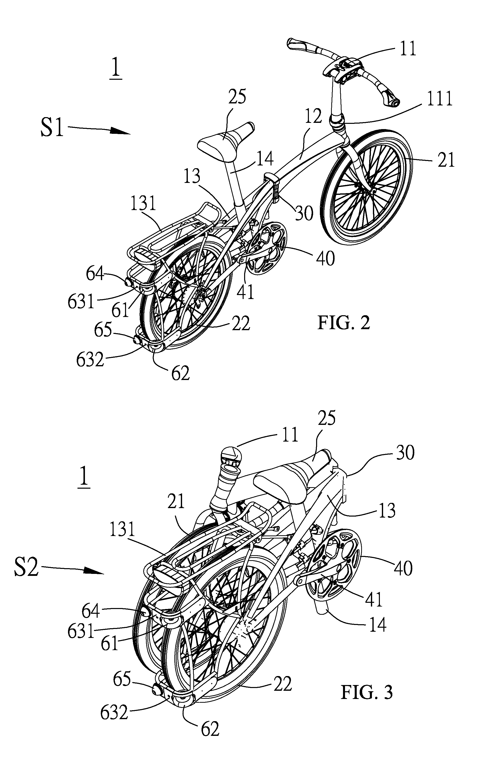 Trolley-like folding bicycle