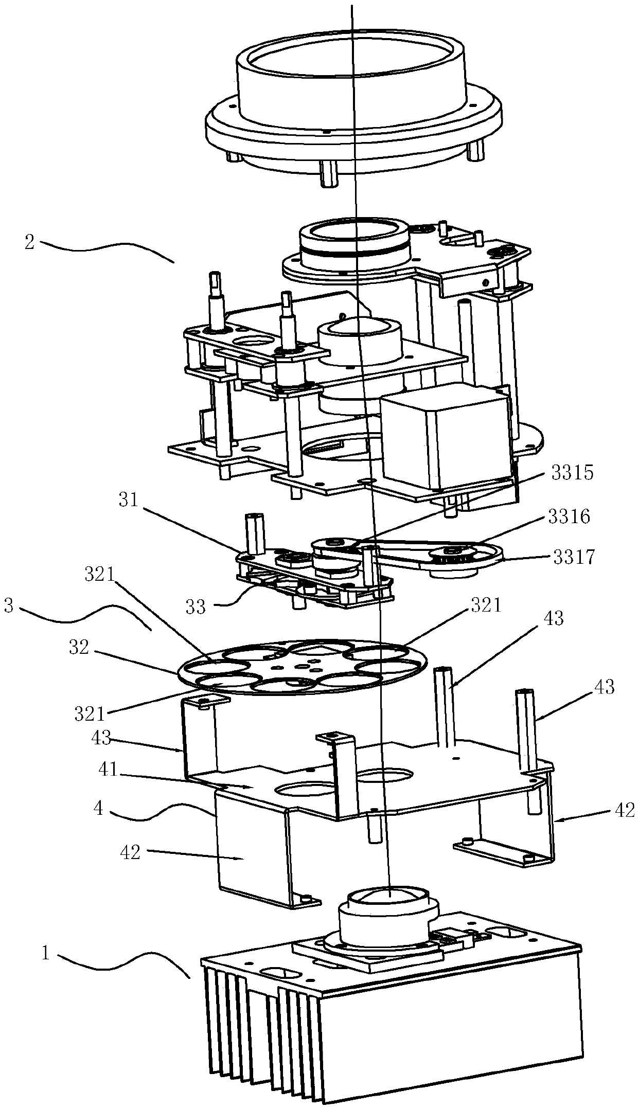 Stage lamp projection structure with animation effect