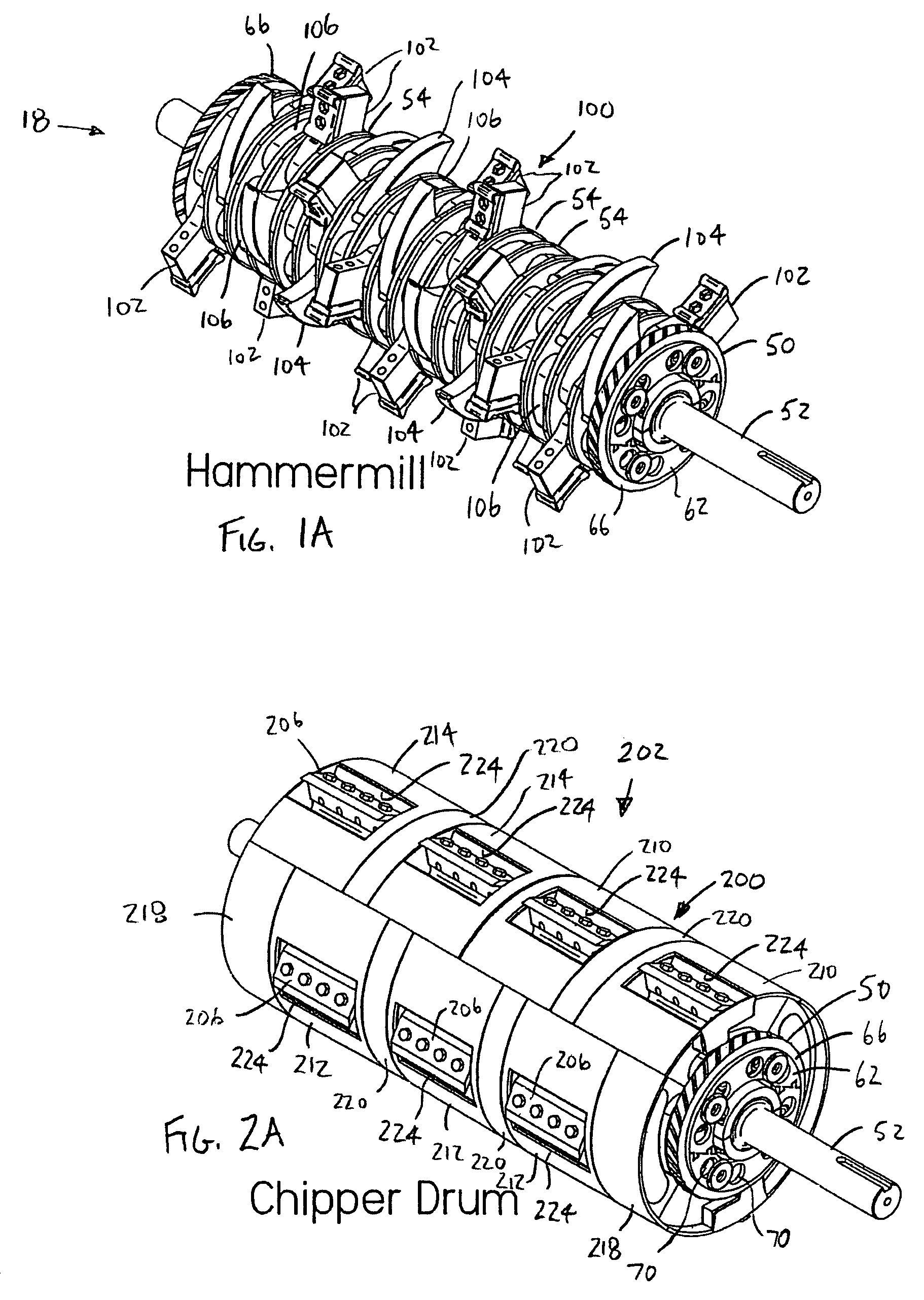 Interchangable chipper inserts for wood grinder