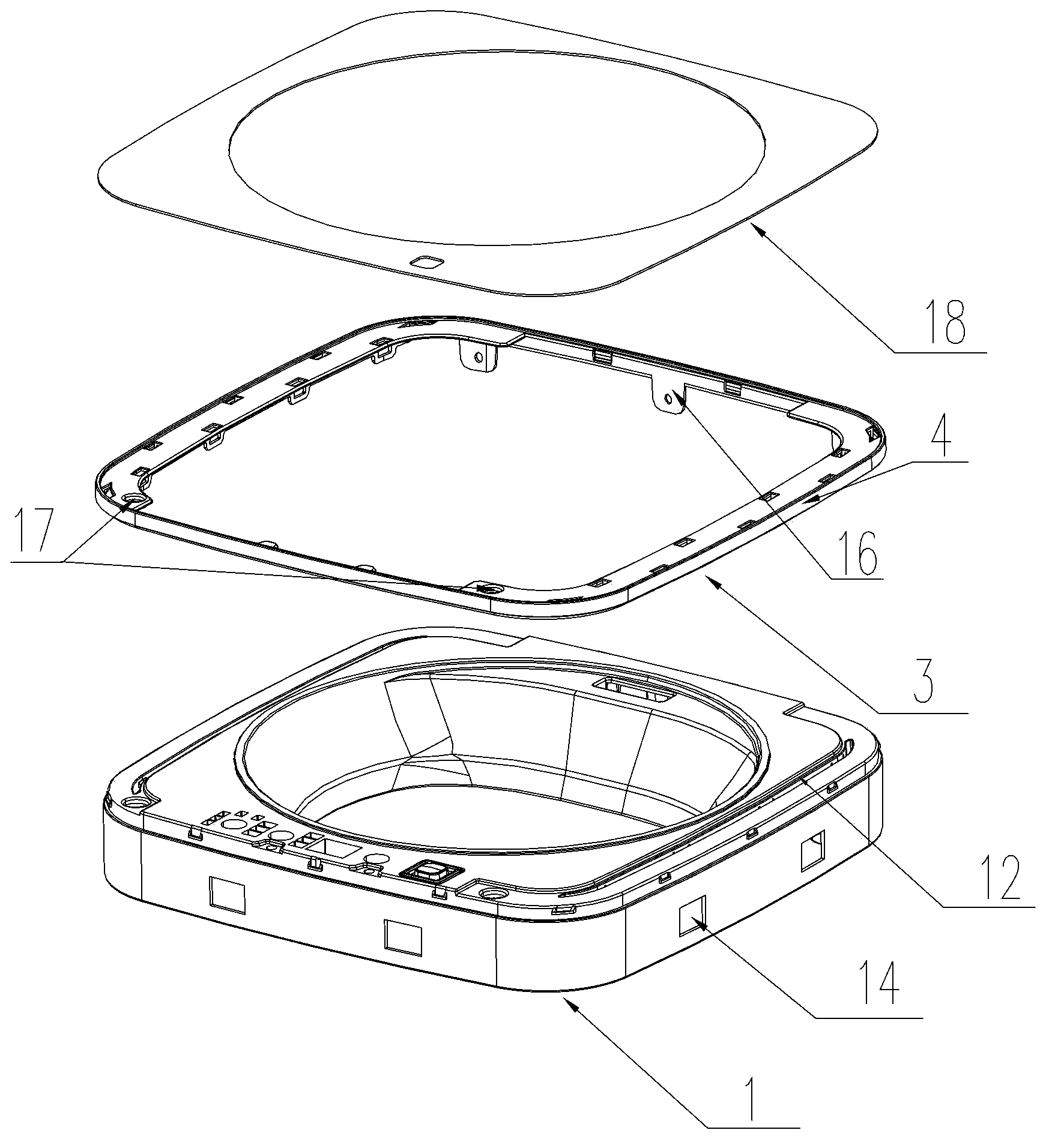 Washing machine control panel base and washing machine with same