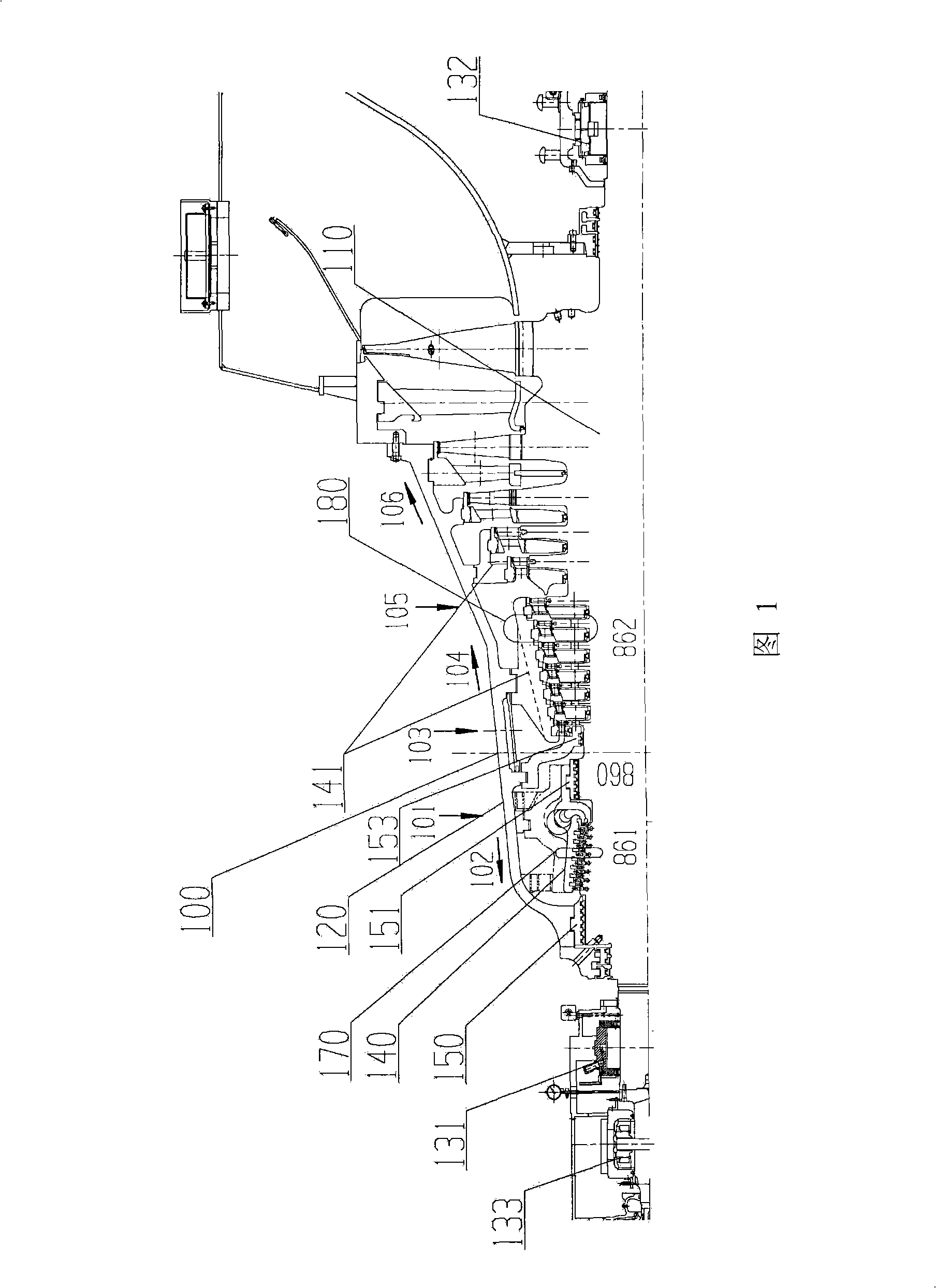 Single-cylinder, reaction and impulse turbine