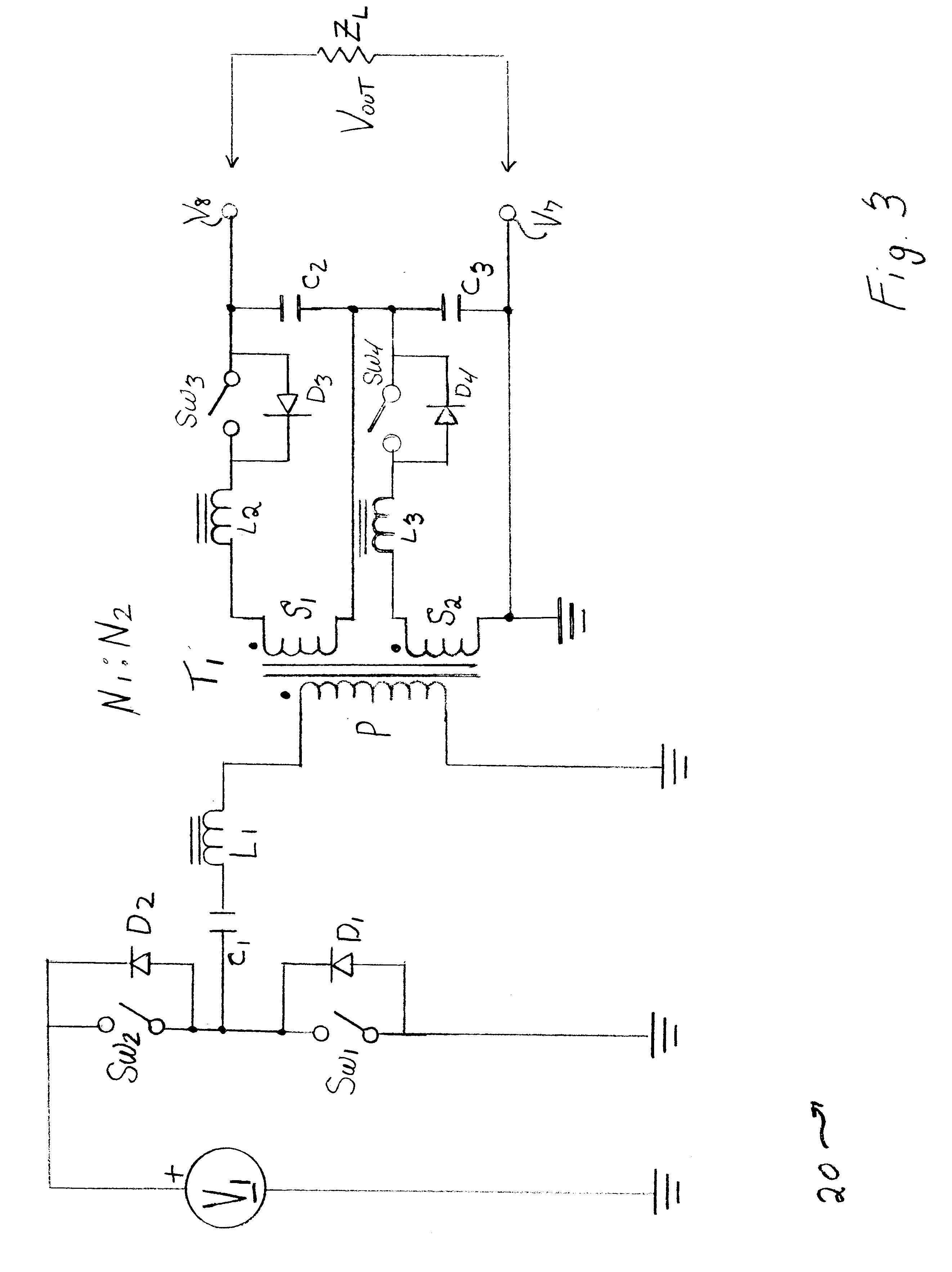 DC power converter having bipolar output and bi-directional reactive current transfer