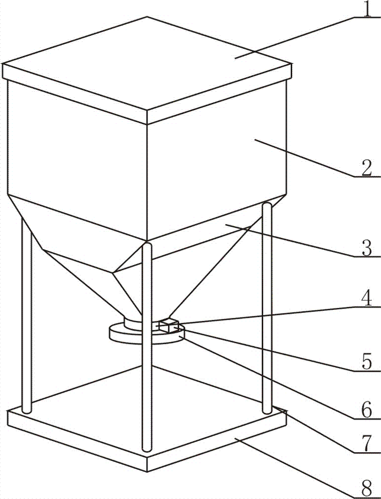 Stock bin applicable to storage of smashed liquorice roots