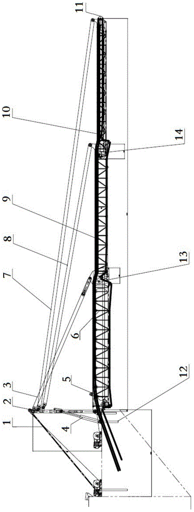 Telescopic folding type material conveying device and transport ship