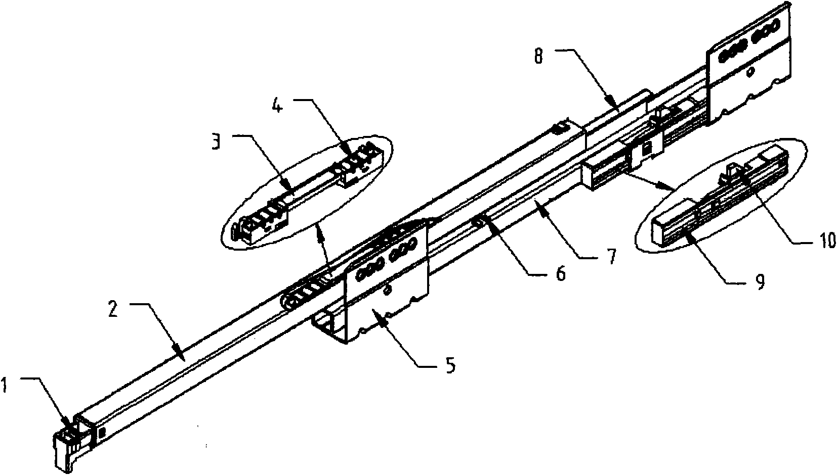 Push-type rebounding slide rail of drawer box