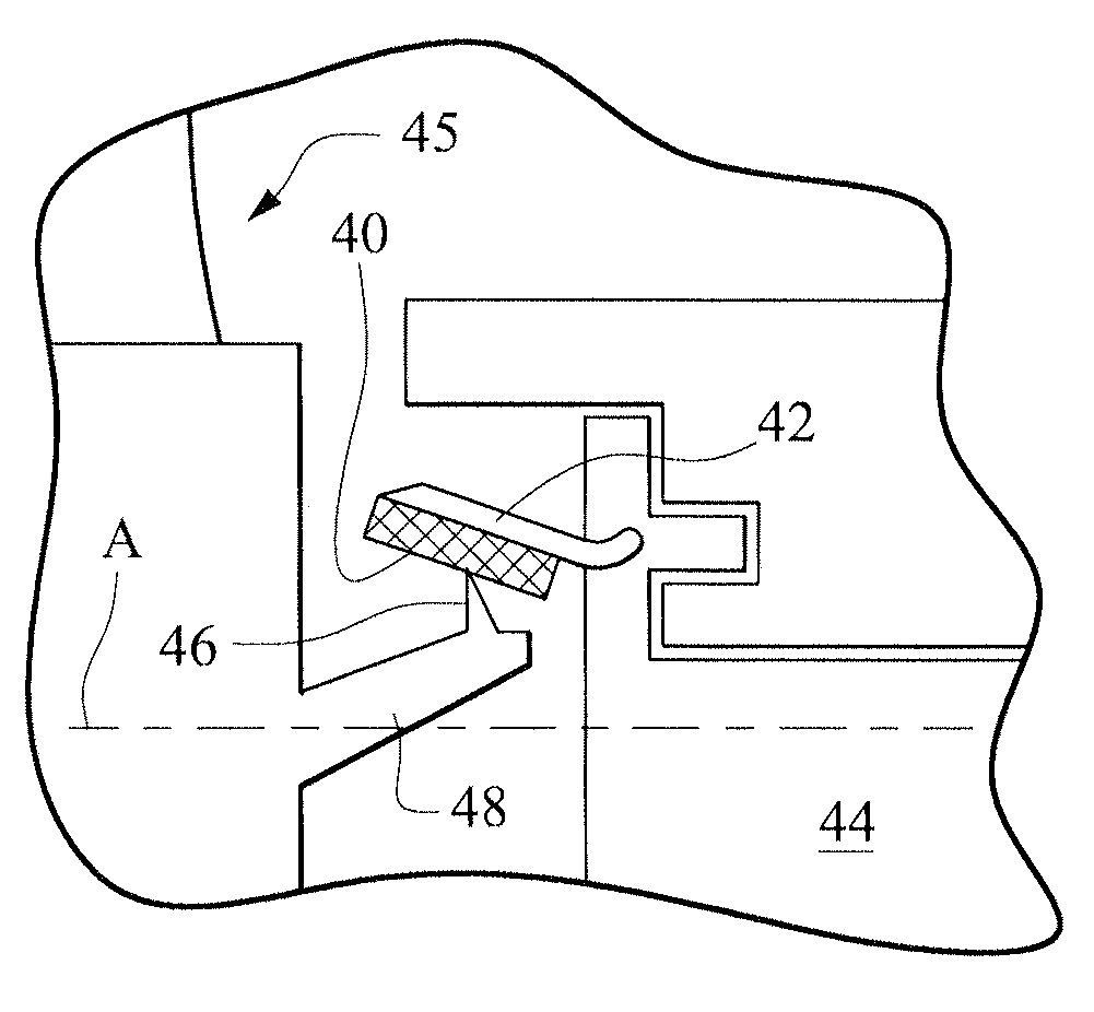 Retrofittable interstage angled seal