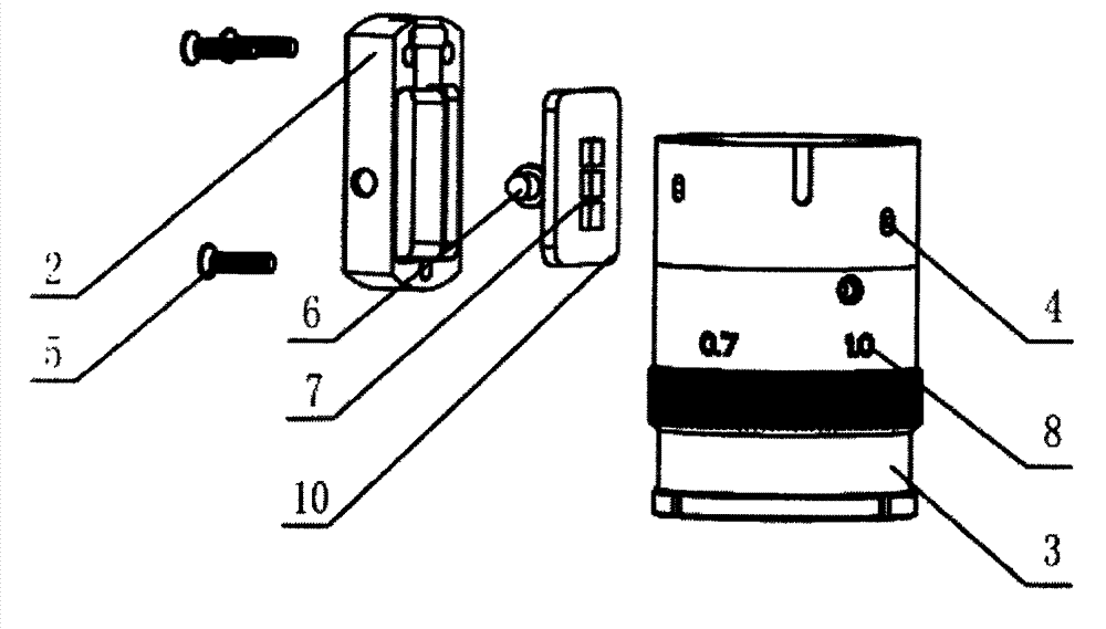 Continuous zoom lens with magnification adjustment indicating device