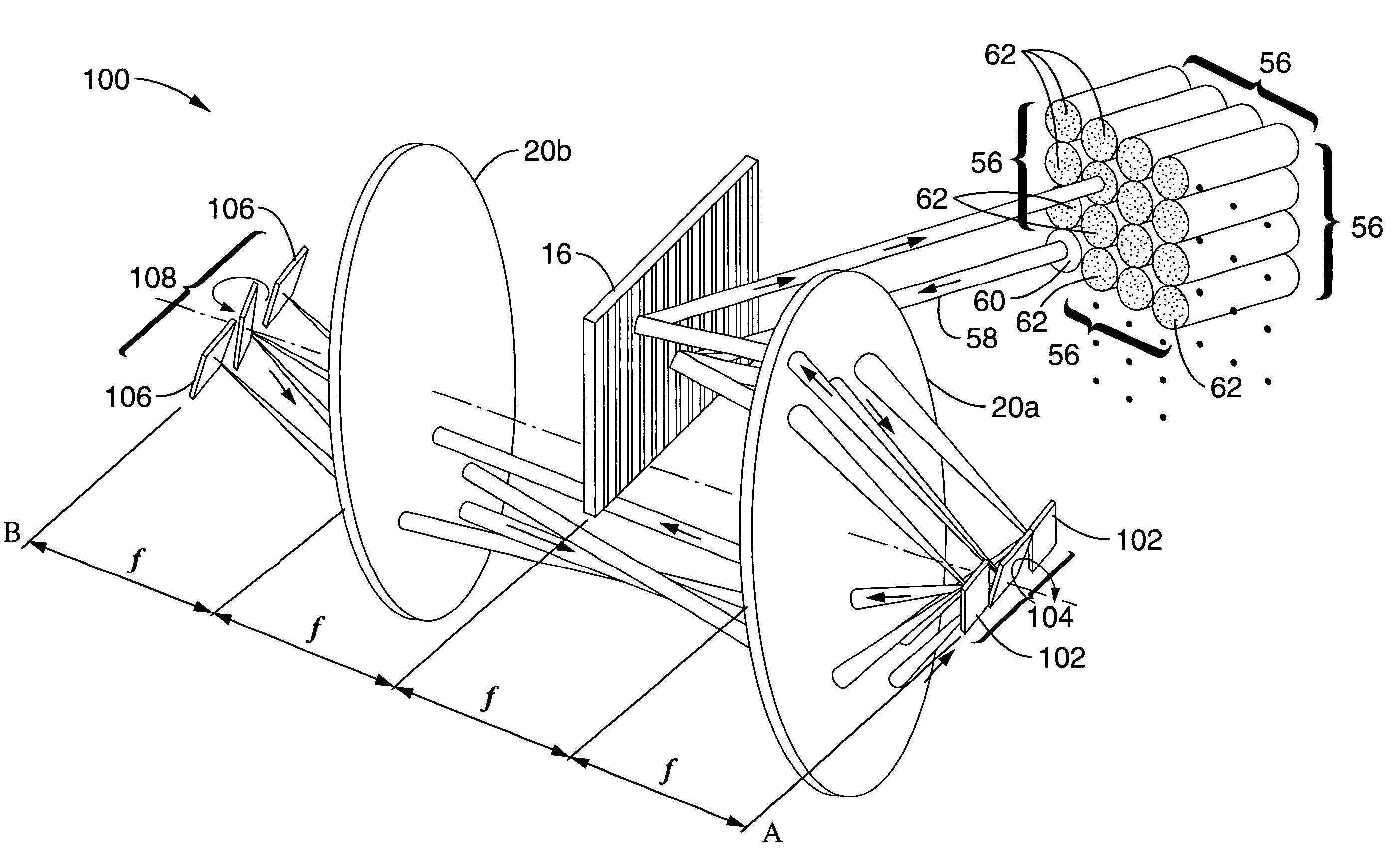 Wavelength-selective 1xN2 switches with two-dimensional input/output fiber arrays