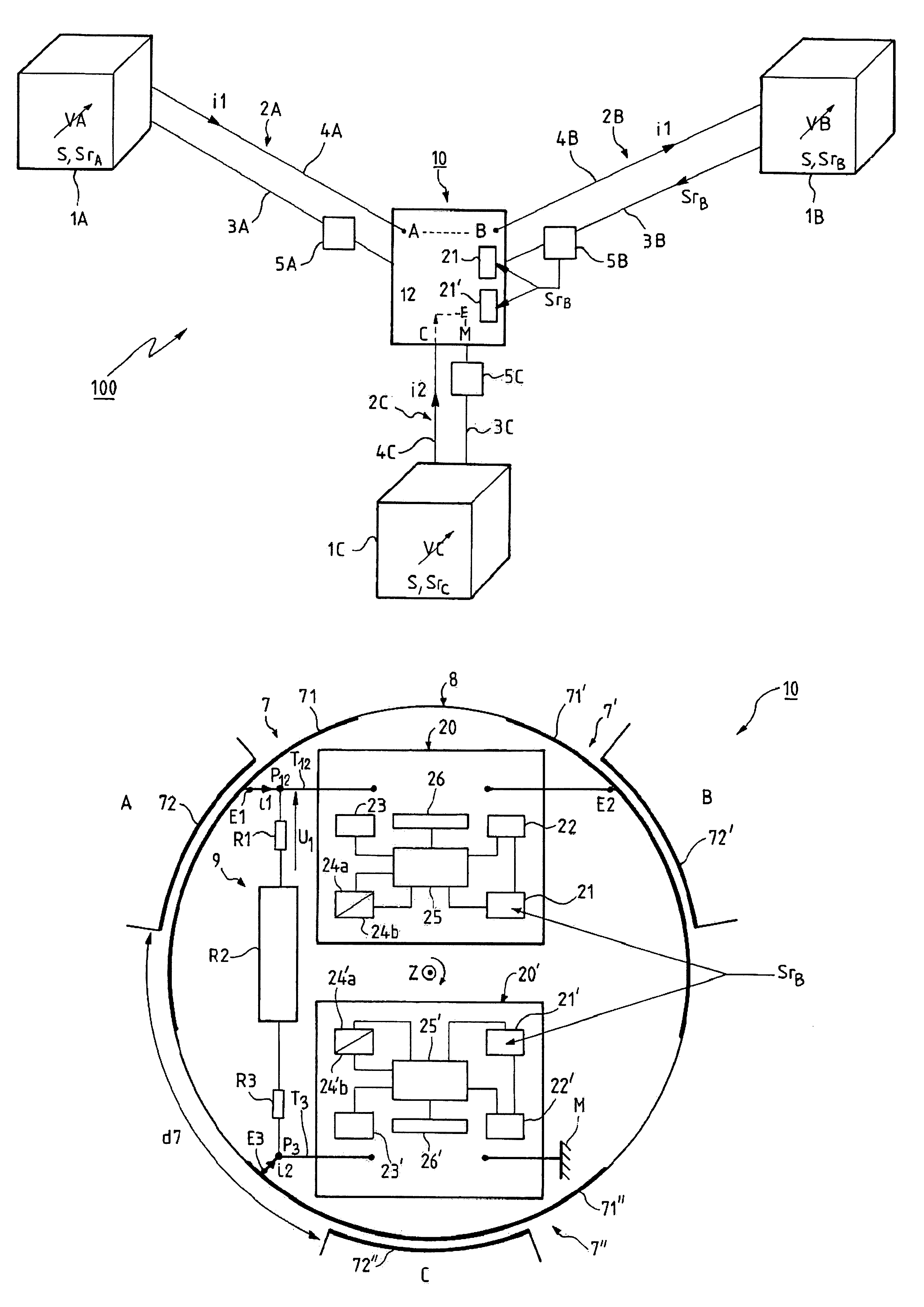 Branching unit with reconfigurable terminal connections