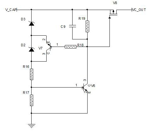 A supercapacitor charging and discharging system with hysteresis characteristic undervoltage protection function