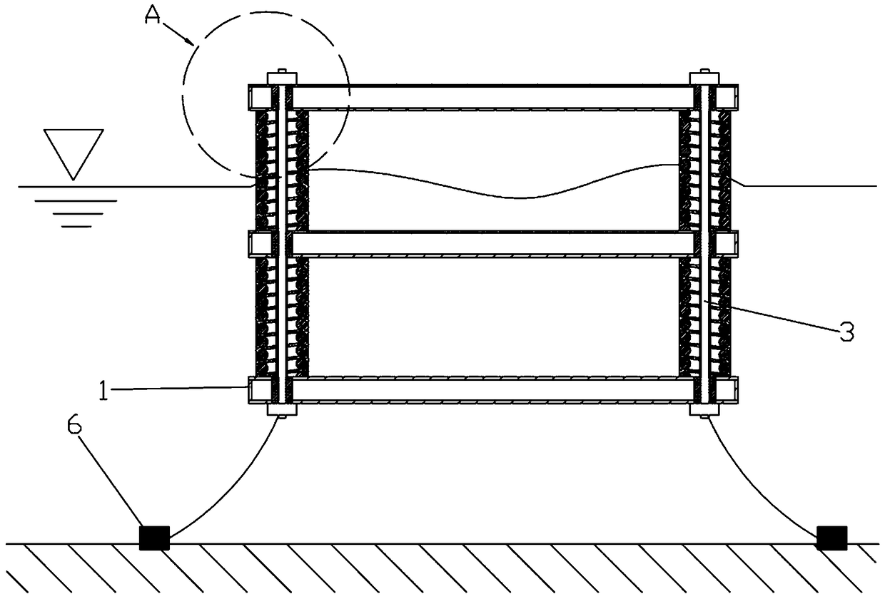 Floating plate type breakwater elastically supported