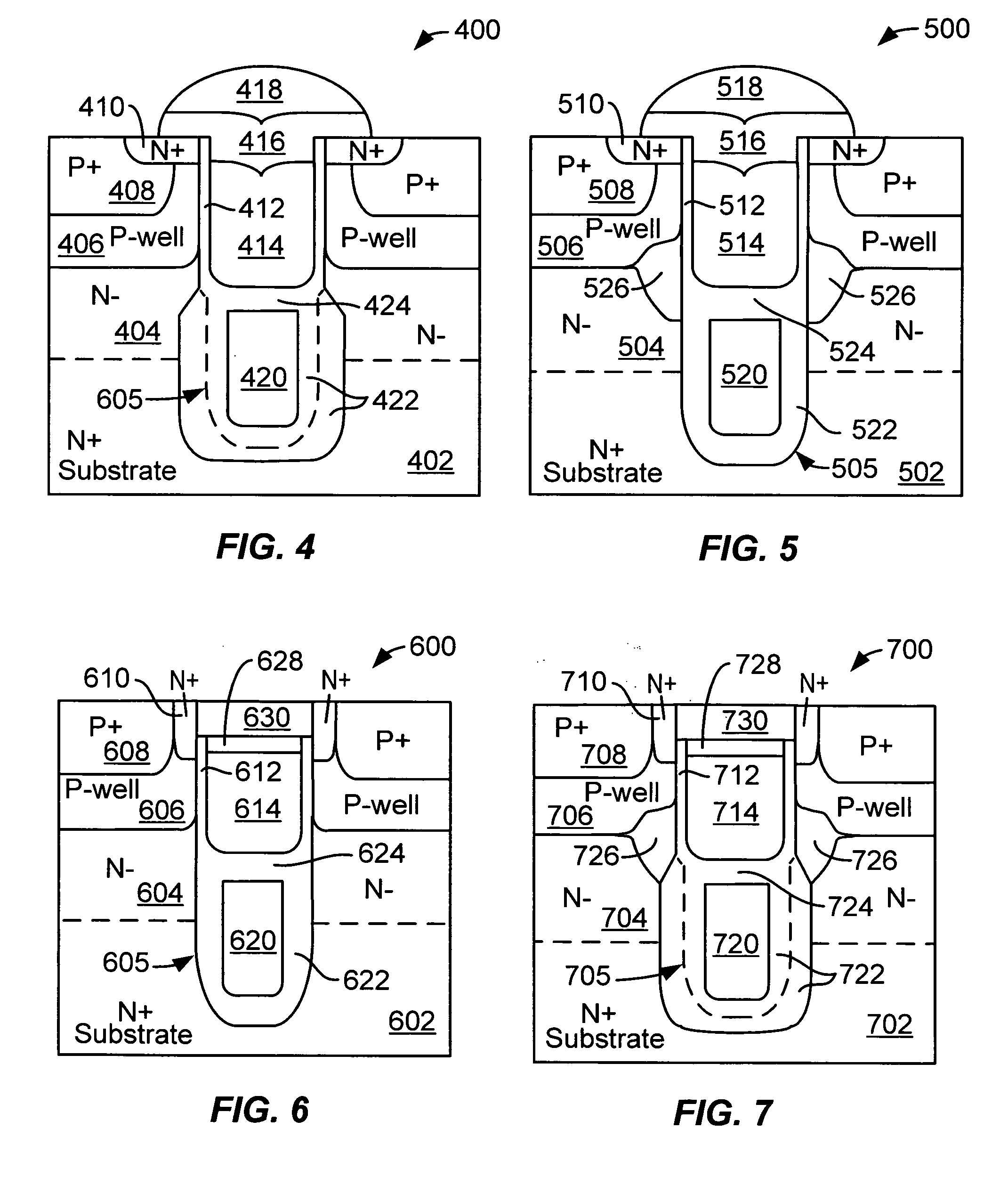 Trench-gate field effect transistors and methods of forming the same