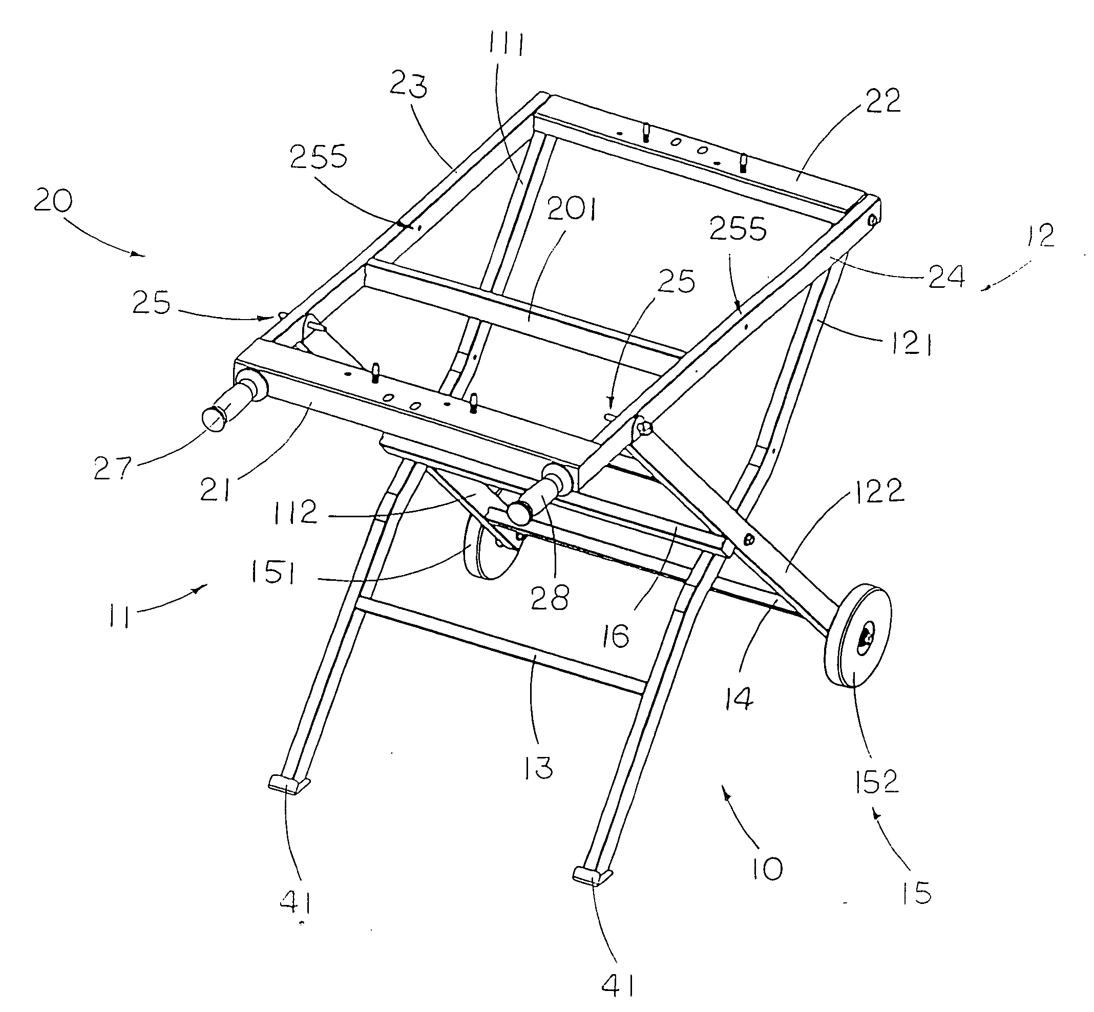 Portable supporting frame for cutting machine