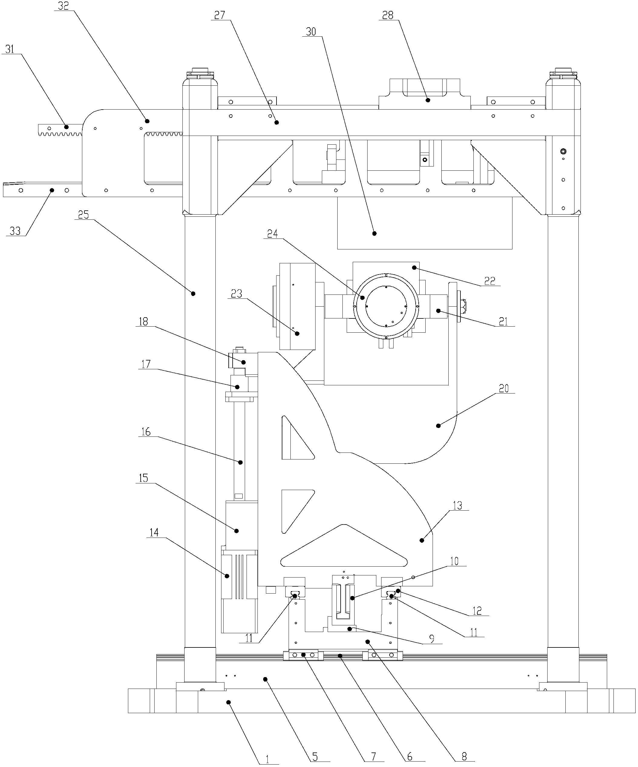 High-precision five-axis ion beam machining device with high dynamic performance and control method thereof