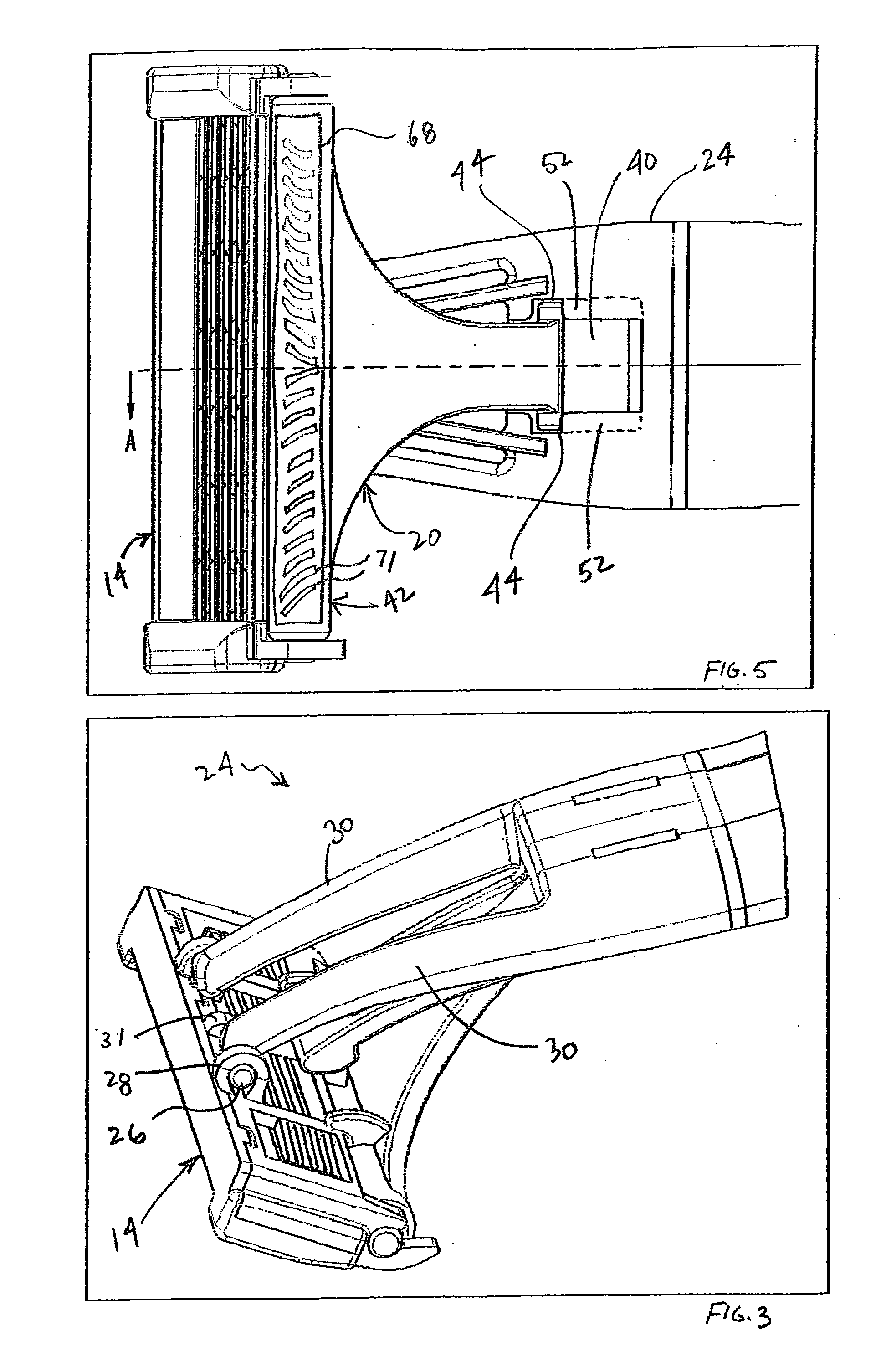 Shaving implement having a cap forward pivot