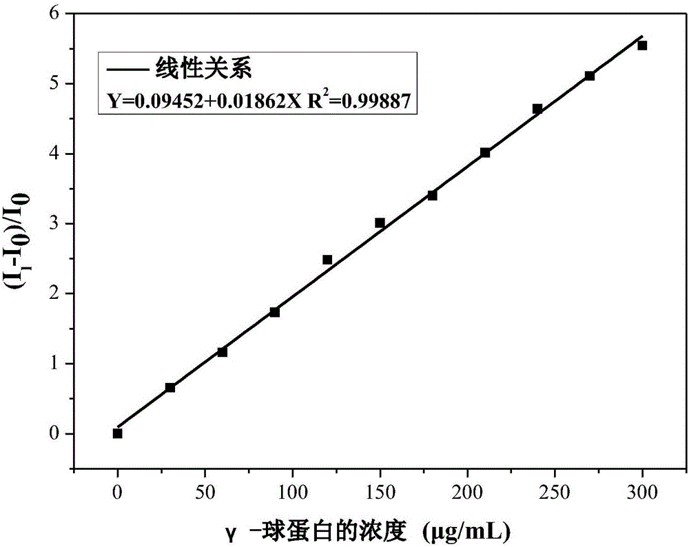 Fluorescent reagent for detecting trace gamma-globulin, as well as preparation method and application thereof