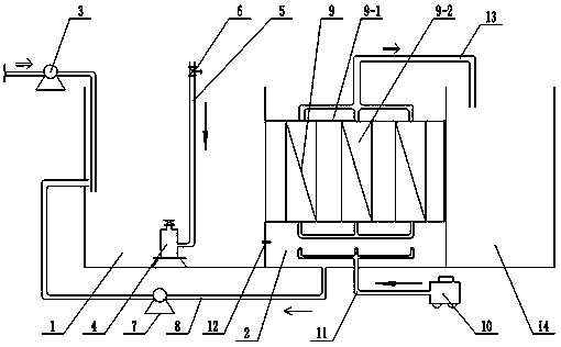 Intermittent aeration and membrane biological integrated water treatment device