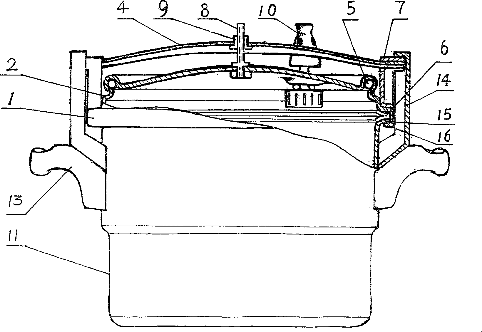 Cross beam pressure cooker folding with convenience