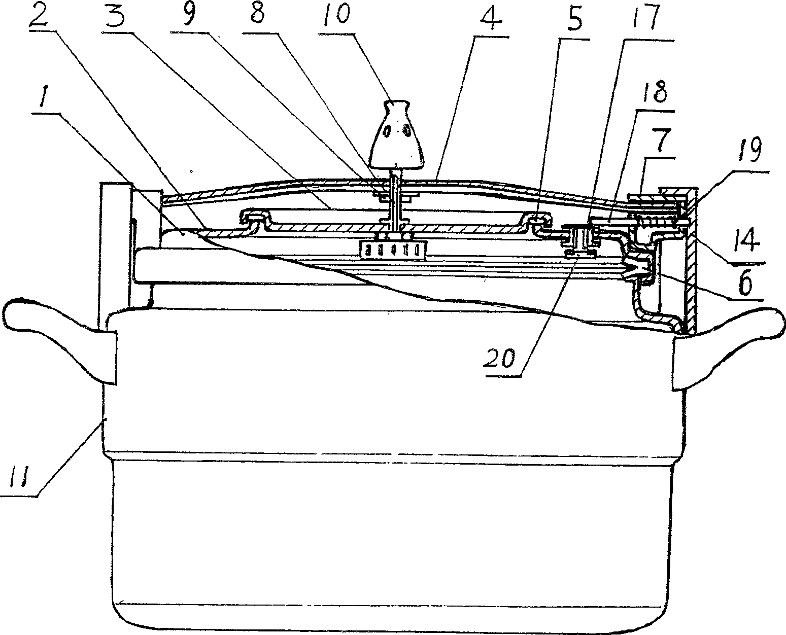 Cross beam pressure cooker folding with convenience