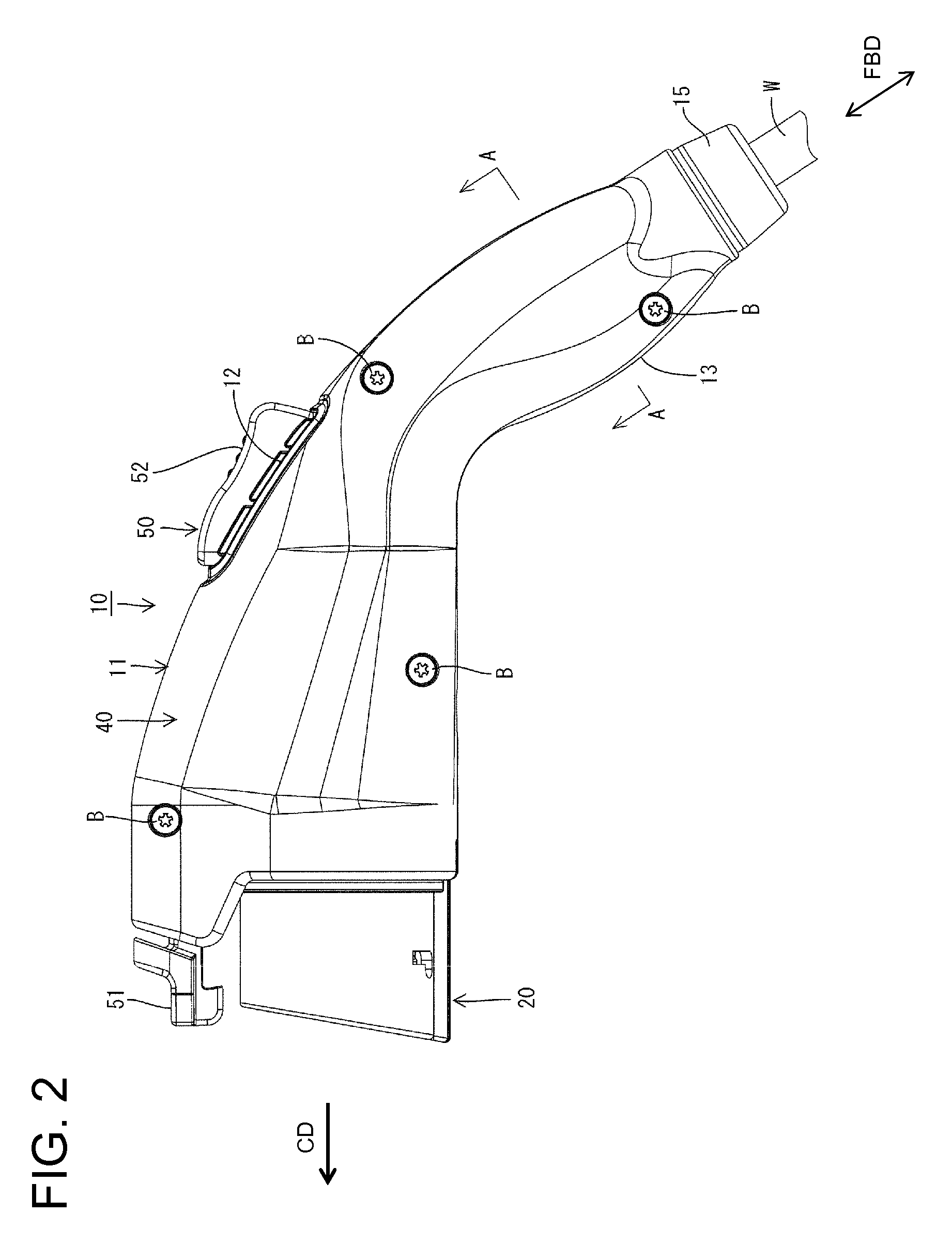 Charging connector having a housing having a cover and a base with positioning projections