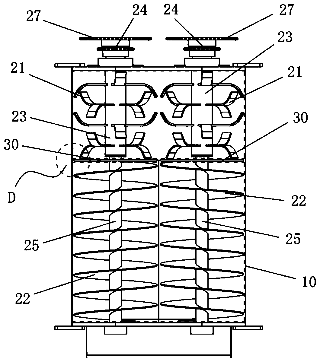 Closed slurry extruding type stirring device and seedling culture slurry machine with same