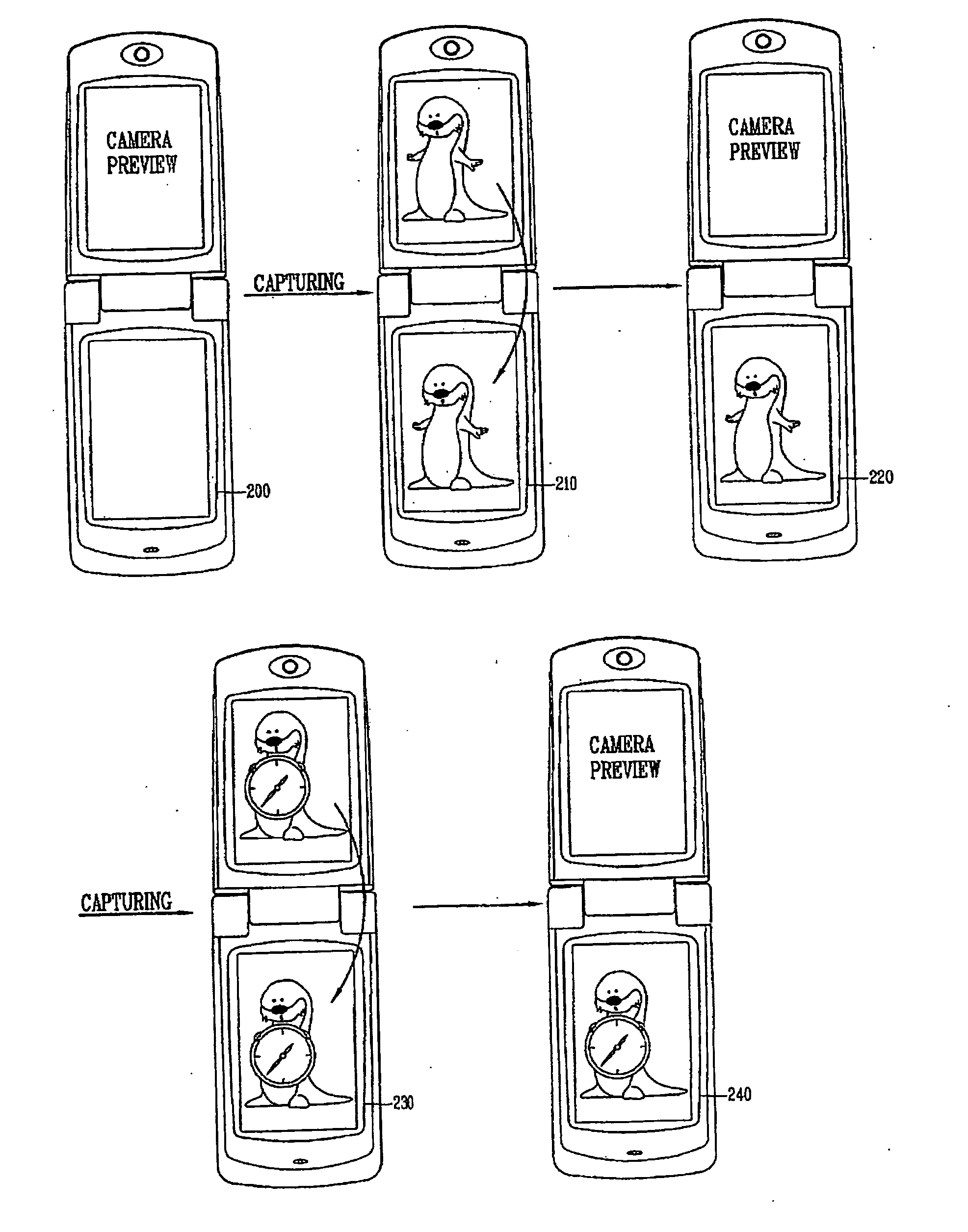 Mobile communication terminal with dual-display unit having function of editing captured image and method thereof