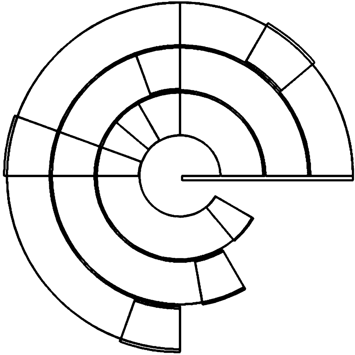 Complementary six-stage arc type piezoelectric energy harvester