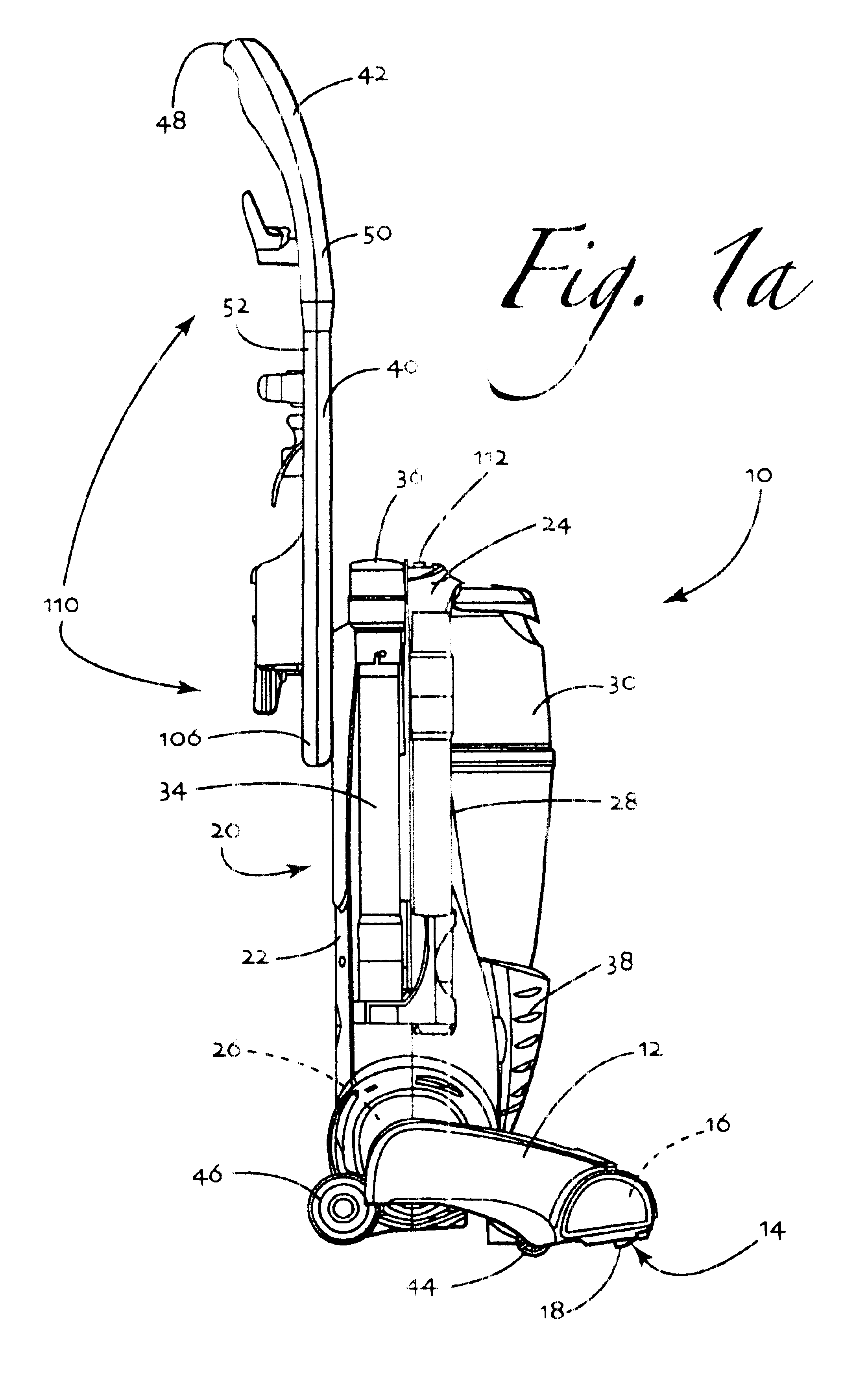 Rotating operating handle for vacuum cleaner