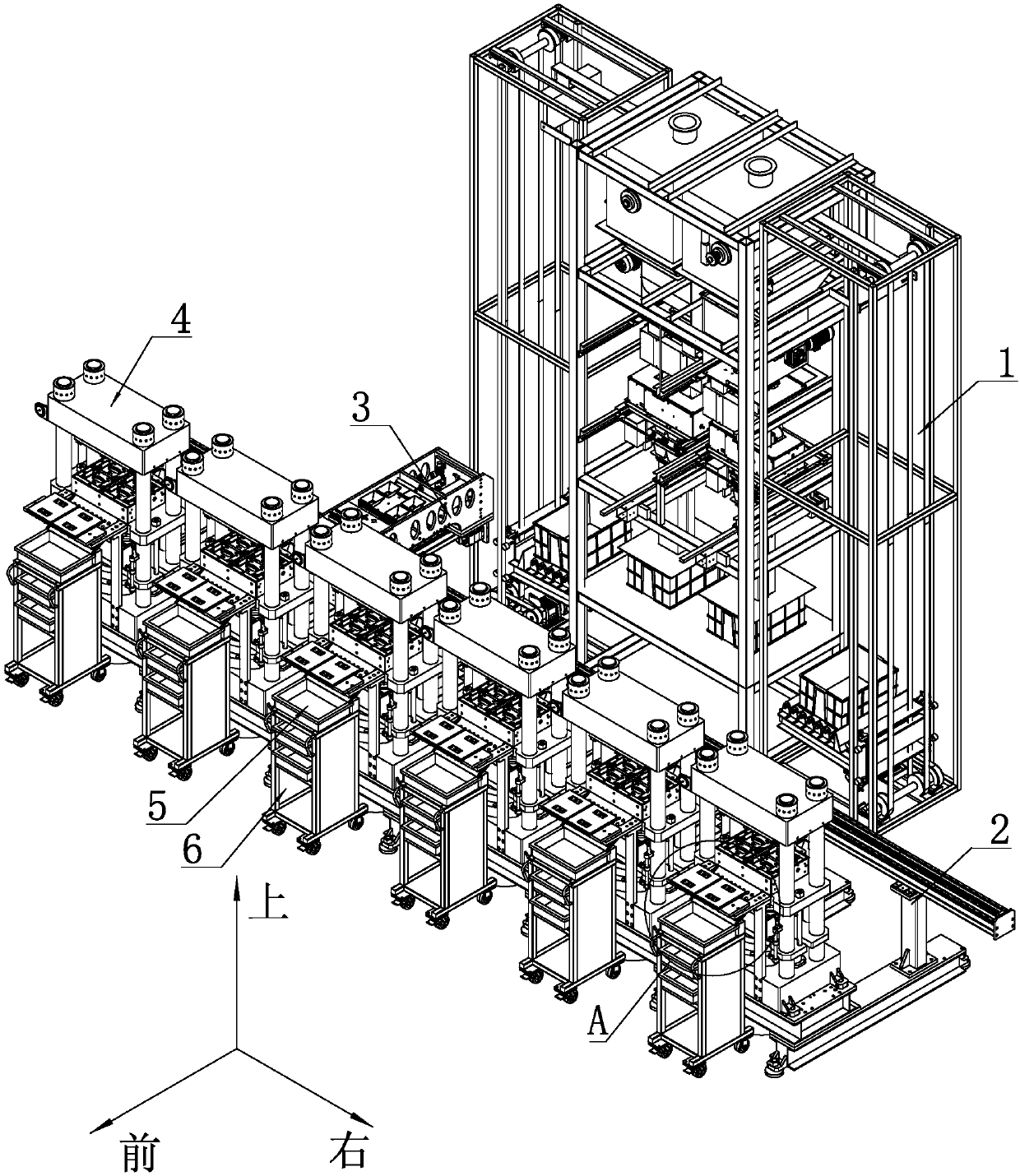 Fully-automatic production line applied to brake pad production