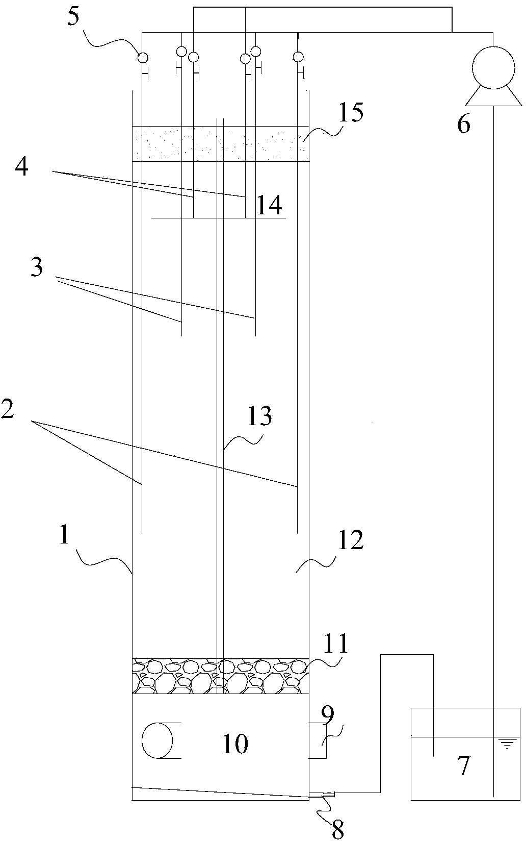 H2S endogenesis cutting-down method and device of quasi aerobic landfill