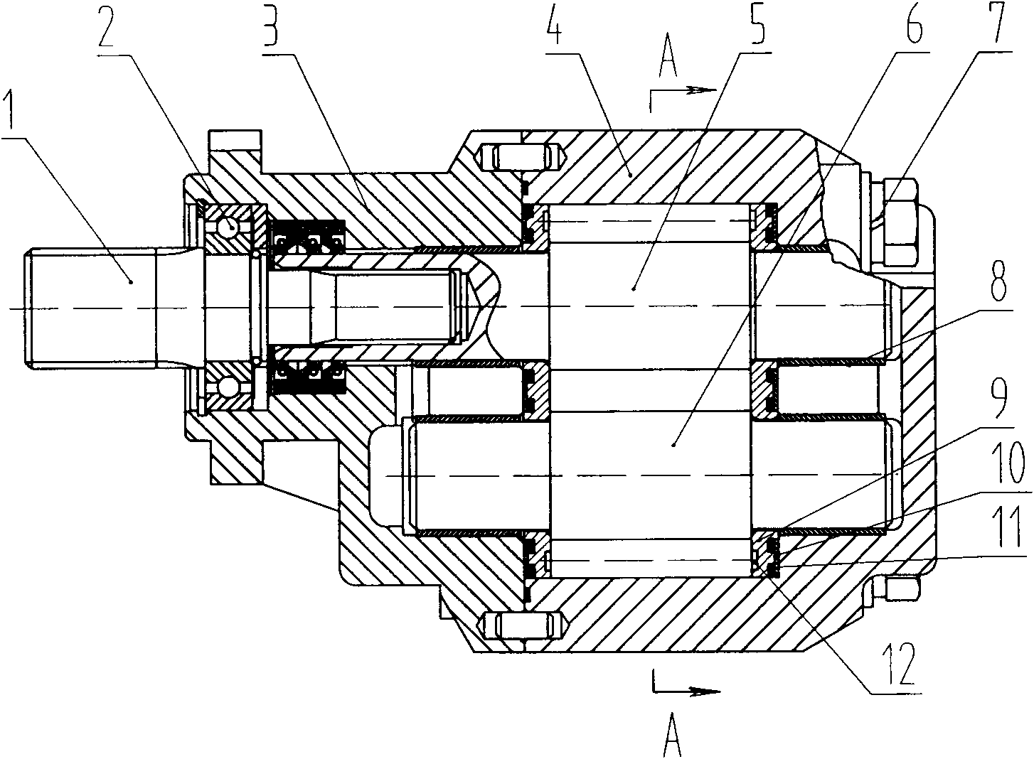 High-pressure gear pump with intermediate-pressure bearing lubrication