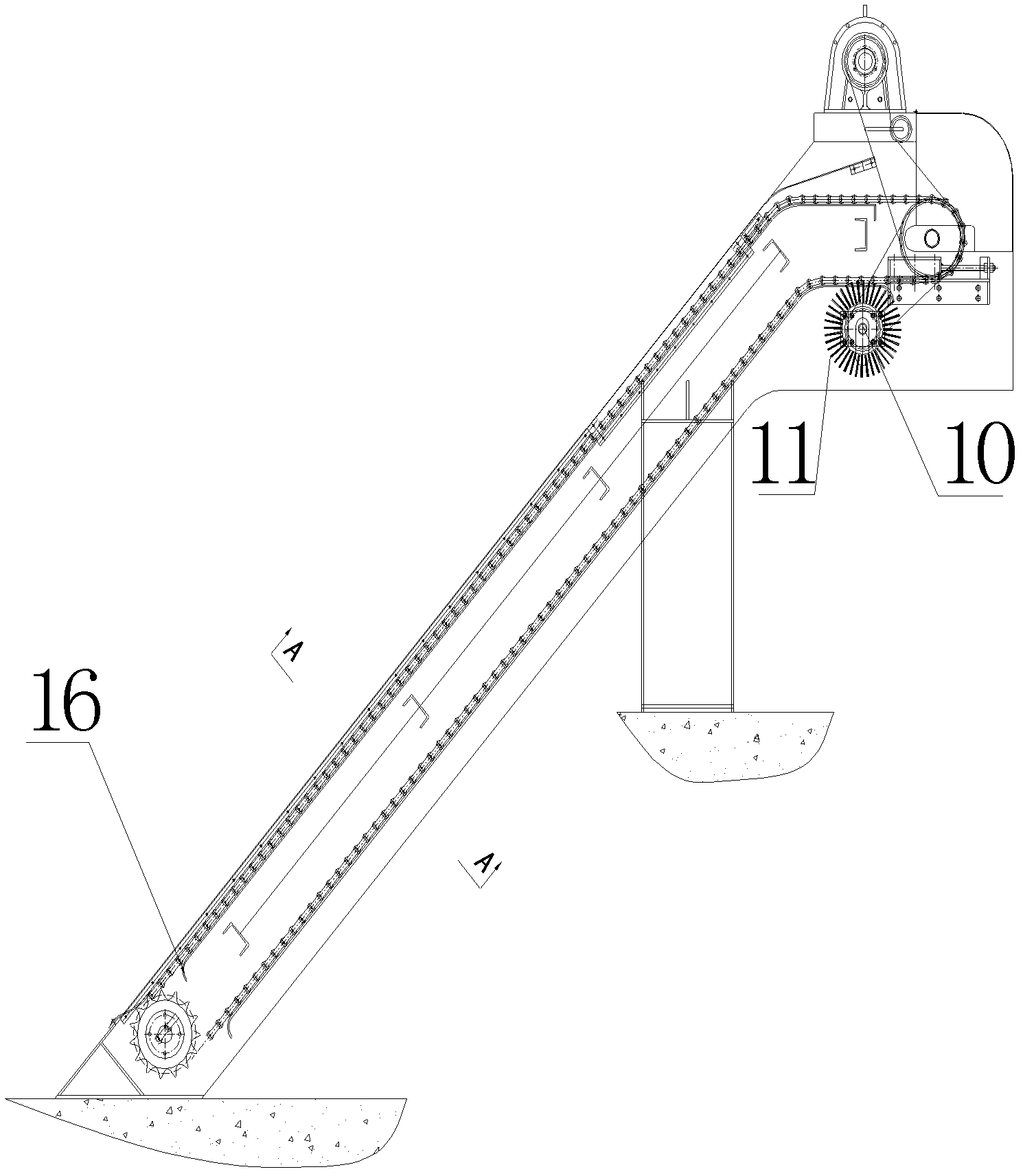 Rotary network chain type grid cleaner